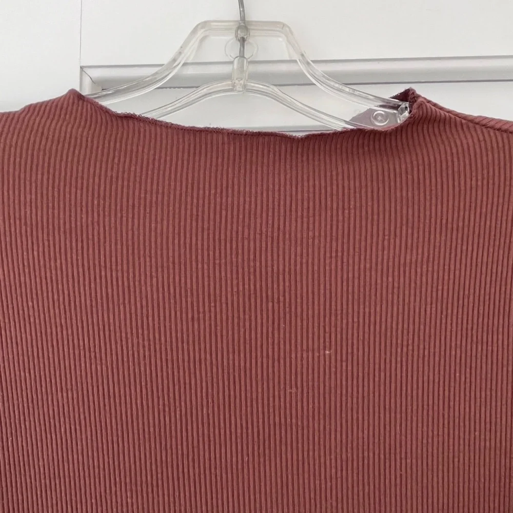 Naked Wardrobe Chocolate Brown Fine Ribbed Stretchy Bodysuit with Snaps - Picture 6 of 8